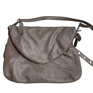 Amelie Galanti‎ Crossbody Bag Tan Beige Flap Over Pockets Magnet